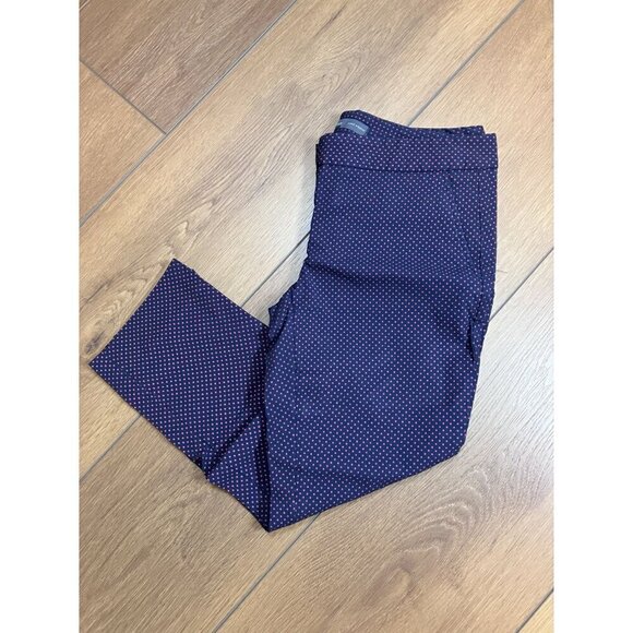 The Limited Exact Stretch Blue/Pink Polka Dot Cropped Cigarette Ankle Pants Sz 4 - Picture 2 of 7